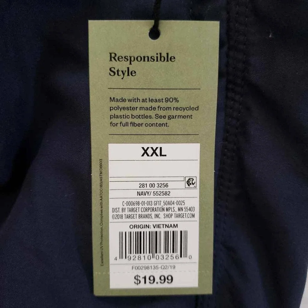 Goodfellow & Co. Mens Board Shorts Swim Trunks Blue Pocket Lace Up Waist XXL New